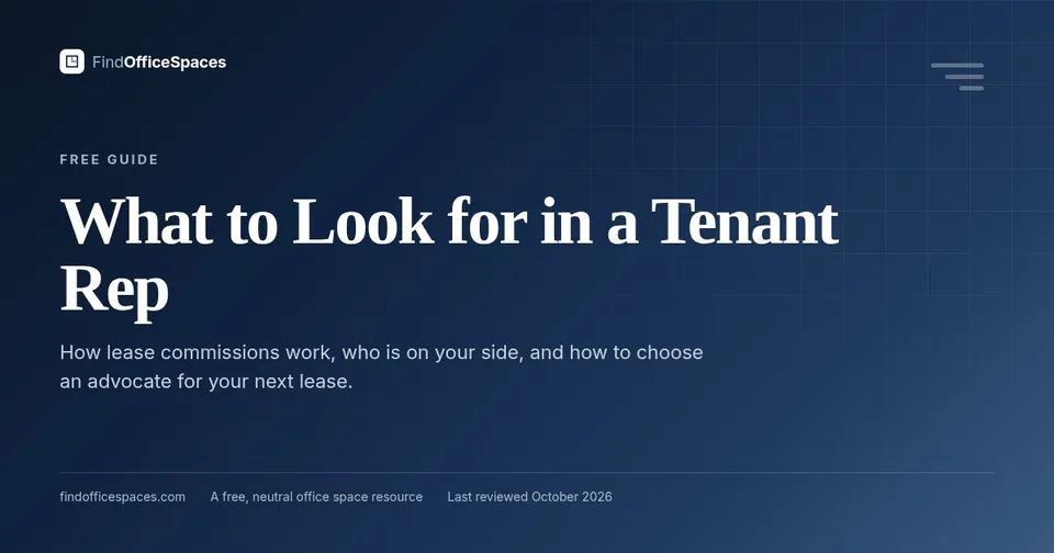 Cover of the PDF guide "What to Look for in a Tenant Rep"